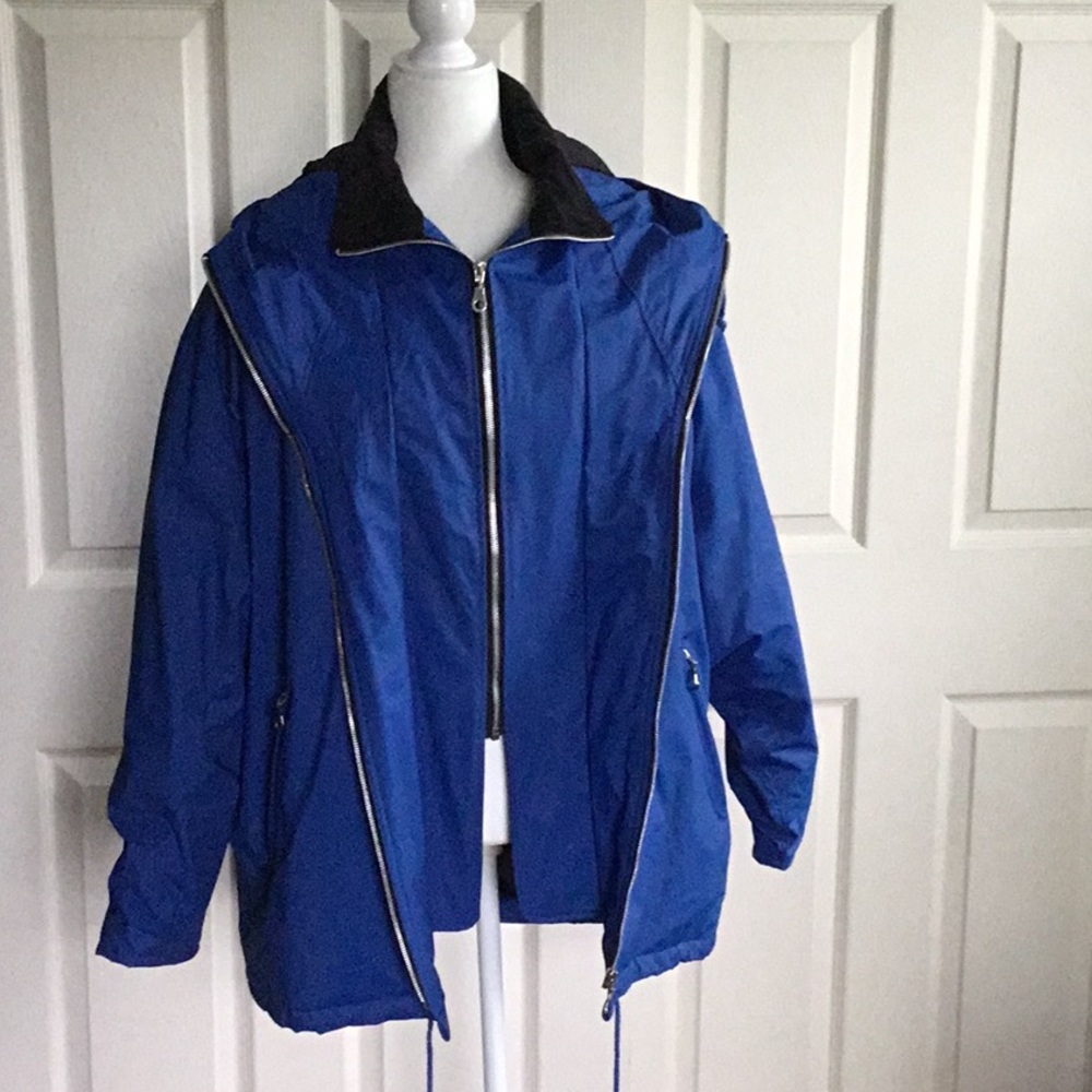 Rain Jacket Waterproof Gorpcore Blue Raincoat Size M - Picture 8 of 12